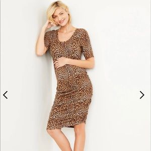 Leopard Side Ruched Matenity Dress